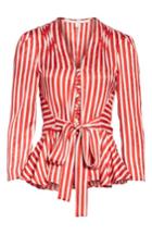 Women's Stella Mccartney Stripe Silk Peplum Blouse Us / 36 It - Red