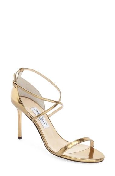 Women's Jimmy Choo 'hesper' Ankle Strap Sandal Us / 37eu - Metallic
