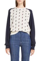 Women's Chloe Studded Horse Contrast Sleeve Sweater
