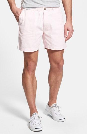 Men's Vintage 1946 'snappers' Vintage Washed Elastic Waistband Shorts - Pink