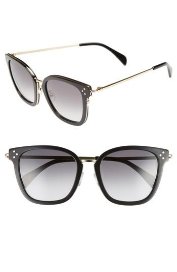 Women's Celine Special Fit 54mm Sunglasses - Black/ Gold/ Smoke