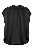 Women's Vince Shirred Silk Blouse - Black