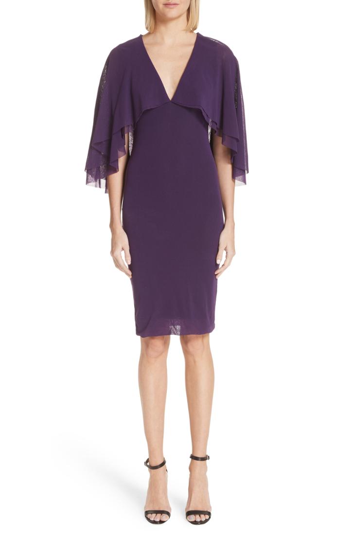 Women's Fuzzi Tulle Ruffle Sleeve Cape Dress - Purple