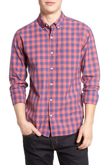 Men's Bonobos Slim Fit Check Sport Shirt, Size - Red