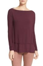 Women's Free People 'luna' Long Sleeve Tee - Burgundy