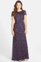 Women's Adrianna Papell Short Sleeve Sequin Mesh Gown