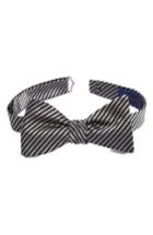 Men's David Donahue Stripe Silk Bow Tie, Size - Black