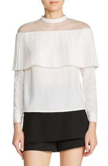 Women's Maje Sheer Shoulder Tiered Blouse - Ivory
