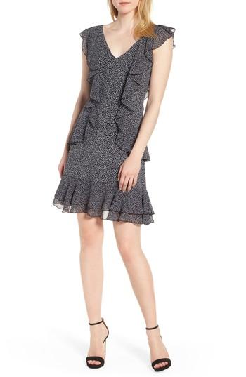 Women's Michael Michael Kors Leopard Cascade Mini Dress - Black