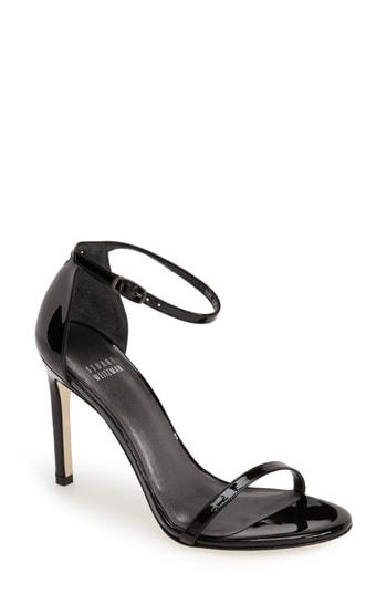Women's Stuart Weitzman Nudistsong Ankle Strap Sandal .5 W - Black