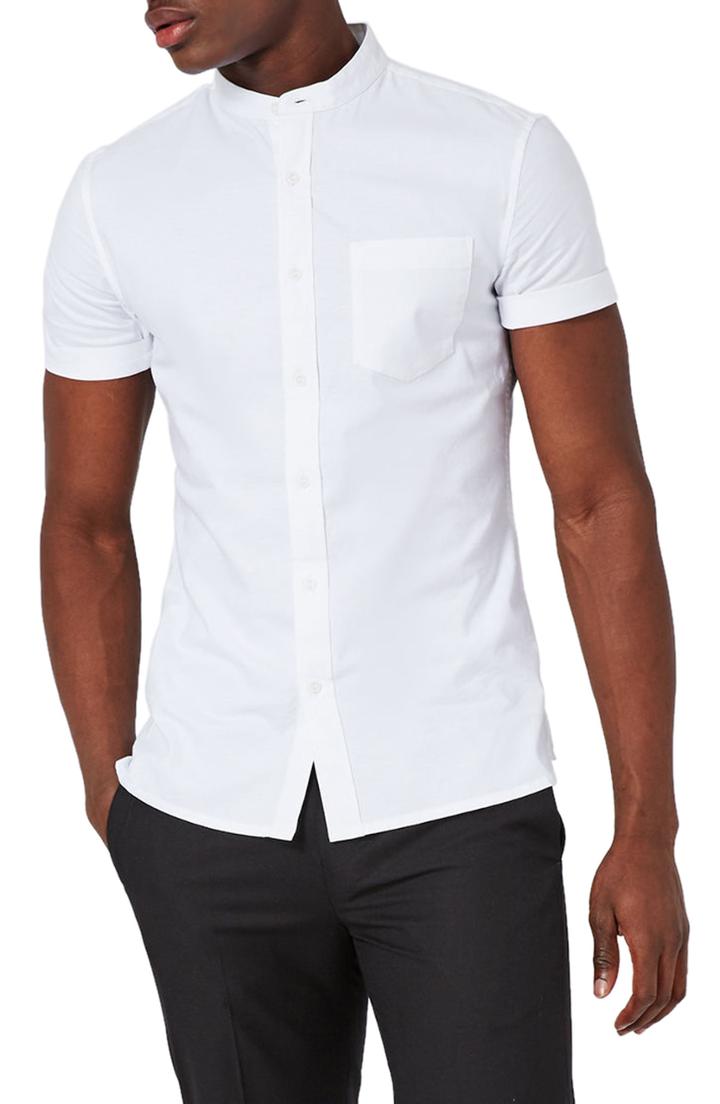 Men's Topman Stand Collar Oxford Shirt