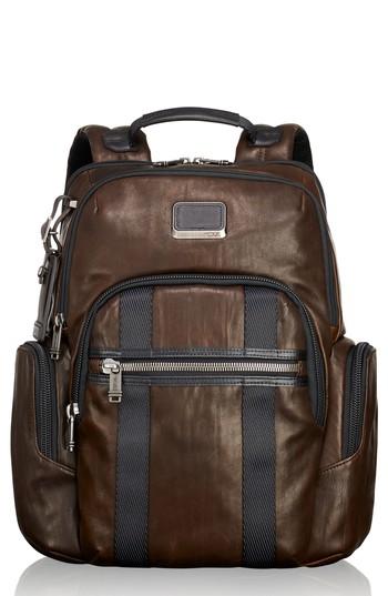Men's Tumi Alpha Bravo - Nellis Leather Backpack - Brown