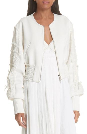 Women's 3.1 Phillip Lim Ruched Panel Bomber Jacket - Ivory