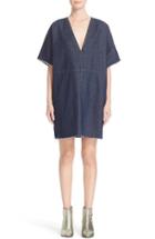 Women's Mm6 Maison Margiela Raw Hem Washed Denim Dress