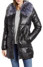 Women's Sam Edelman Cire Faux Fur Trim Down Quilted Coat - Black