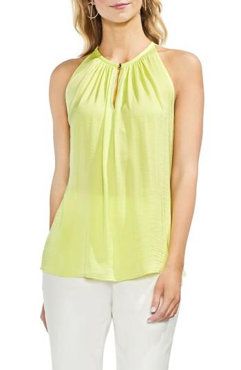 Women's Vince Camuto Rumpled Satin Keyhole Top - Green