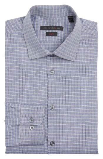 Men's John Varvatos Star Usa Slim Fit Plaid Dress Shirt .5 R - Grey