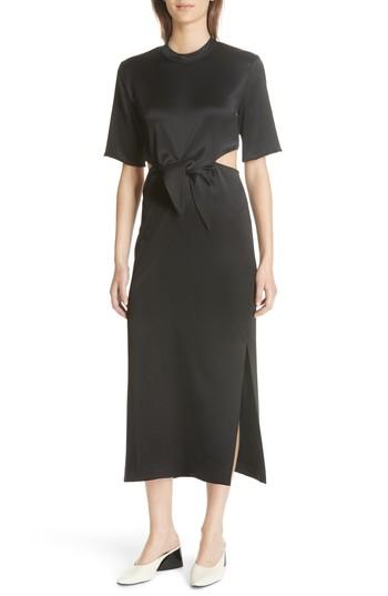 Women's Nanushka Bhumi Tie Waist Satin Dress - Black