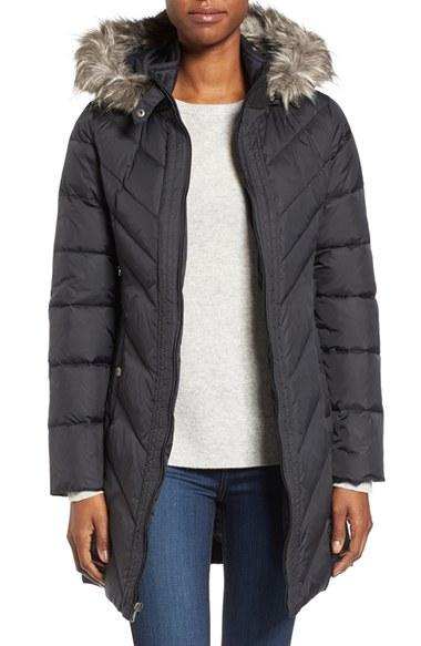 Women's Larry Levine Faux Fur Trim Hooded Jacket