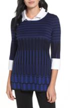 Women's Ming Wang Layered Look Tunic Sweater - Blue