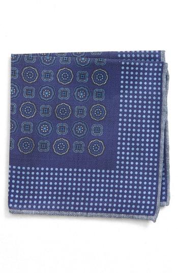 Men's Canali Medallion Cotton Pocket Square, Size - Grey