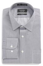 Men's Nordstrom Men's Shop Smartcare(tm) Trim Fit Stripe Dress Shirt .5 - 32/33 - Black