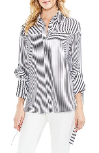 Women's Vince Camuto Aura Tie Sleeve Stripe Shirt, Size - White