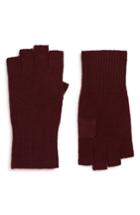 Women's Halogen Cashmere Fingerless Gloves, Size - Burgundy