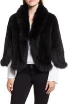 Women's Belle Fare Knit Genuine Mink With Genuine Fox Fur Trim Capelet, Size - Black
