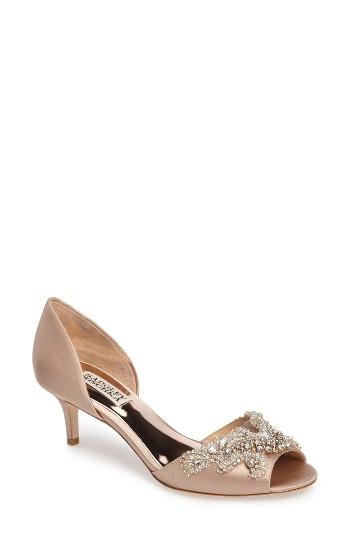 Women's Badgley Mischka Barclay Kitten Heel D'orsay Sandal M - Beige