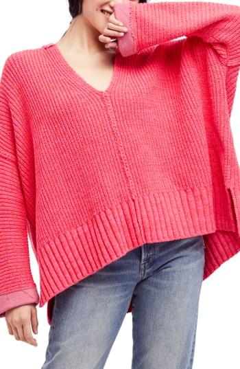 Women's Free People Take Over Me V-neck Sweater - Pink