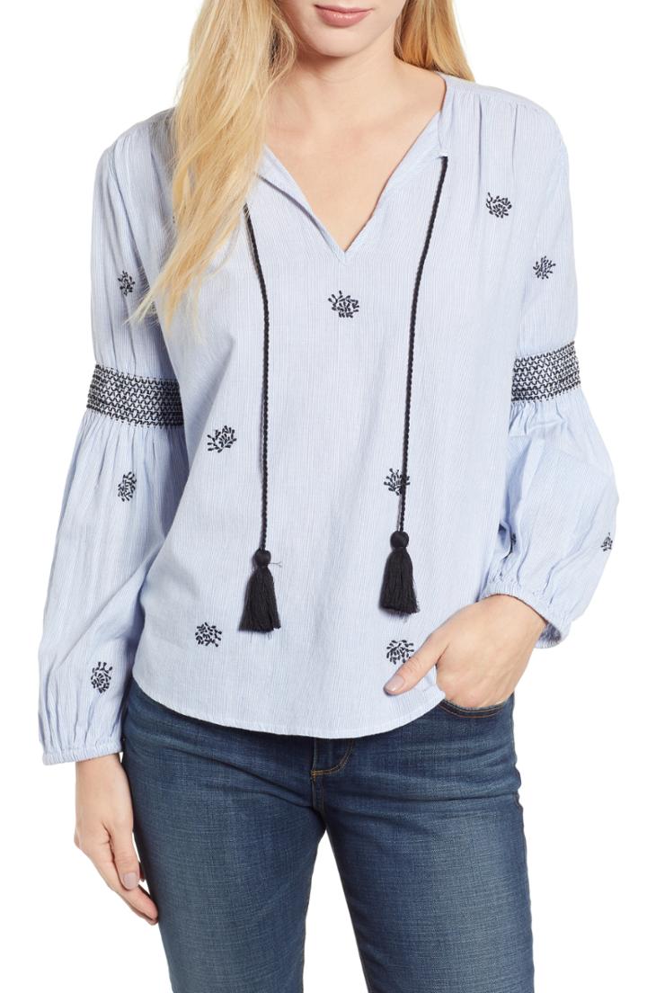 Women's Velvet By Graham & Spencer Embroidered Stripe Top