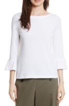 Women's Kate Spade New York Flounce Sleeve Knit Top - White