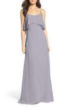 Women's Wtoo Ruffle Overlay Spaghetti Strap Chiffon Gown - Purple