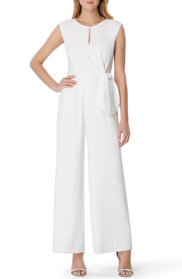 Women's Tahari Crepe Wide Leg Jumpsuit - Ivory