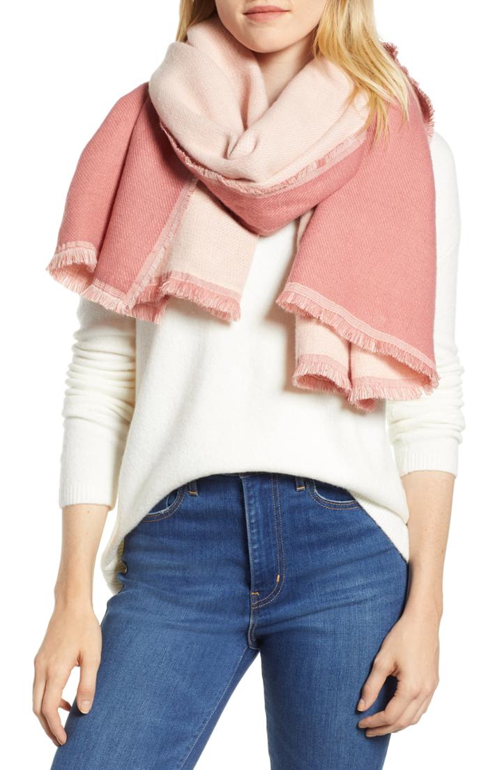 Women's Halogen X Atlantic-pacific Double Sided Blanket Wrap
