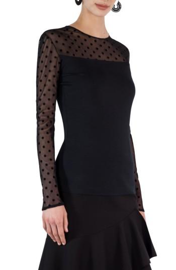 Women's Akris Punto Tulle Polka Dot Top - Black