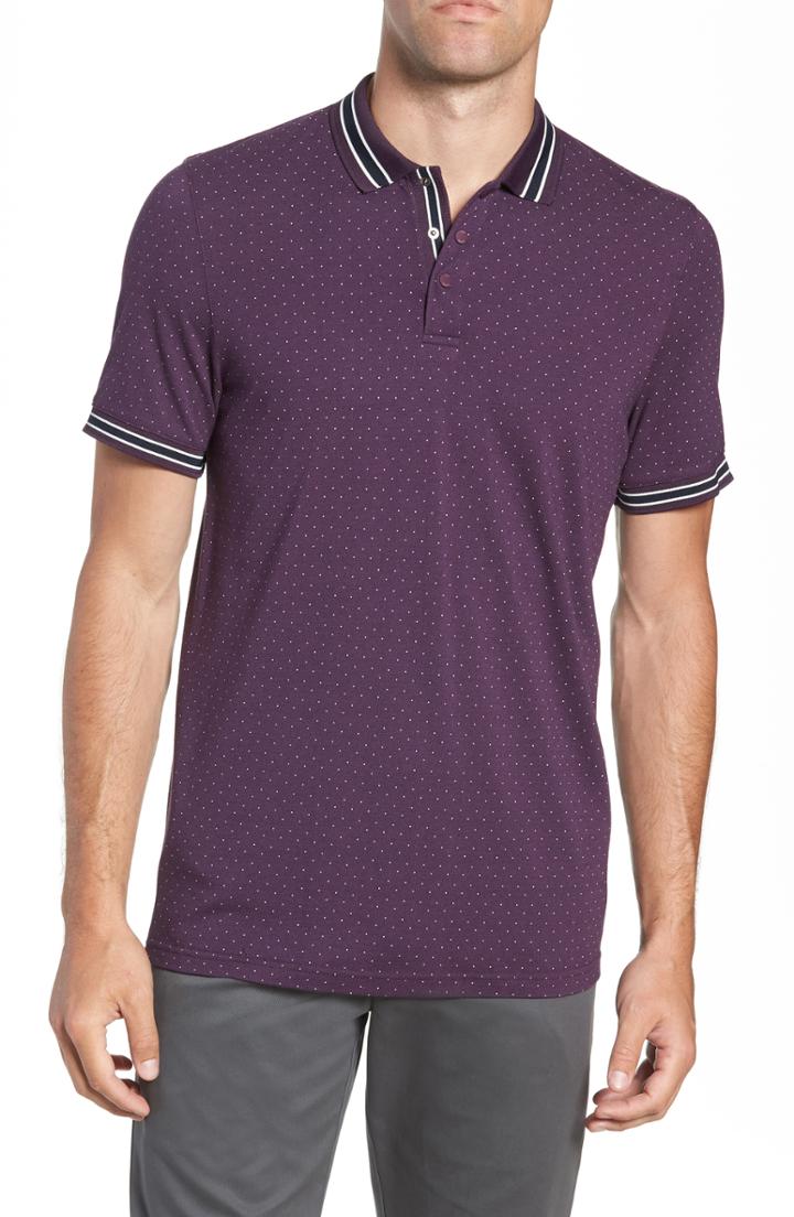 Men's Ted Baker London Museo Slim Fit Tipped Pique Polo (l) - Purple