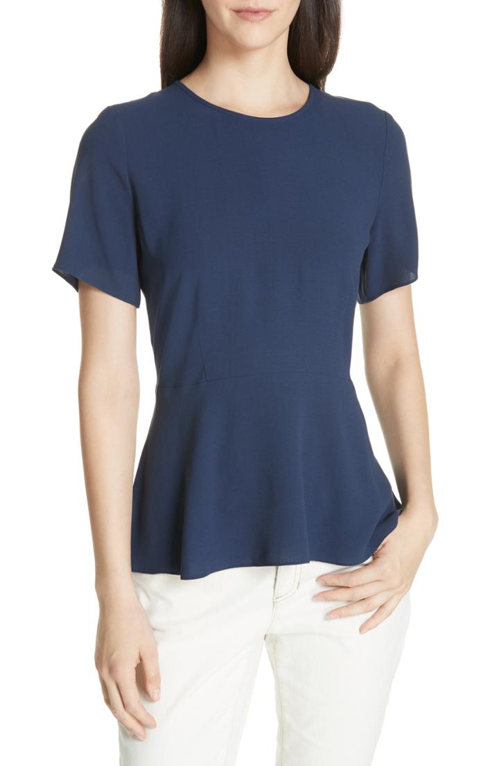 Women's Eileen Fisher Silk Peplum Top - Blue