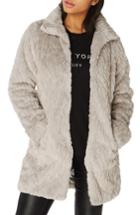 Women's Dorothy Perkins Faux Fur Coat Us / 10 Uk - Metallic
