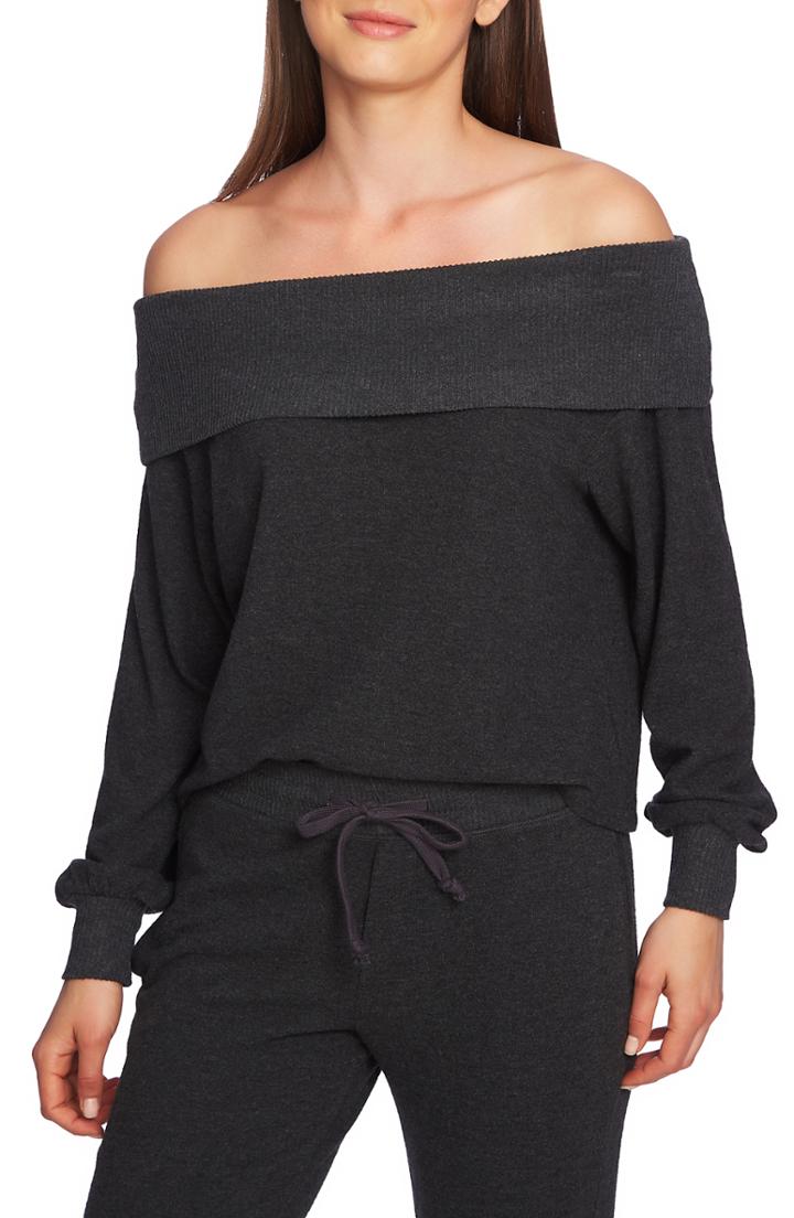 Women's 1.state Foldover Off Shoulder Top - Grey