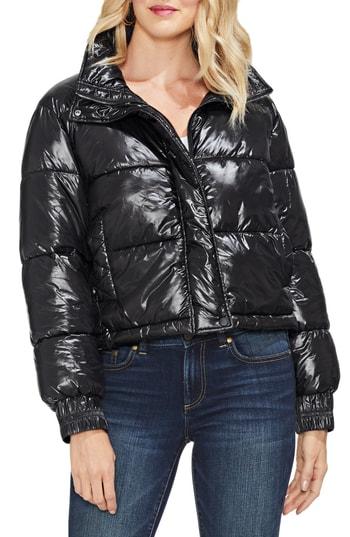 Women's Vince Camuto Stand Collar Puffer Jacket, Size - Black