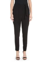 Women's St. John Collection Satin Back Crepe Wrap Waist Pants - Black