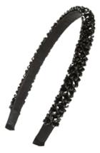 Tasha Embellished Skinny Headband, Size - Black