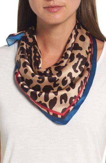 Women's Halogen Runaway Kitty Silk Square Scarf