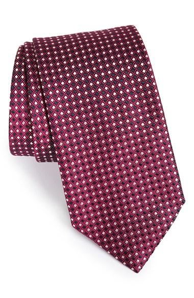 Men's Boss Geometric Silk Tie, Size - Pink