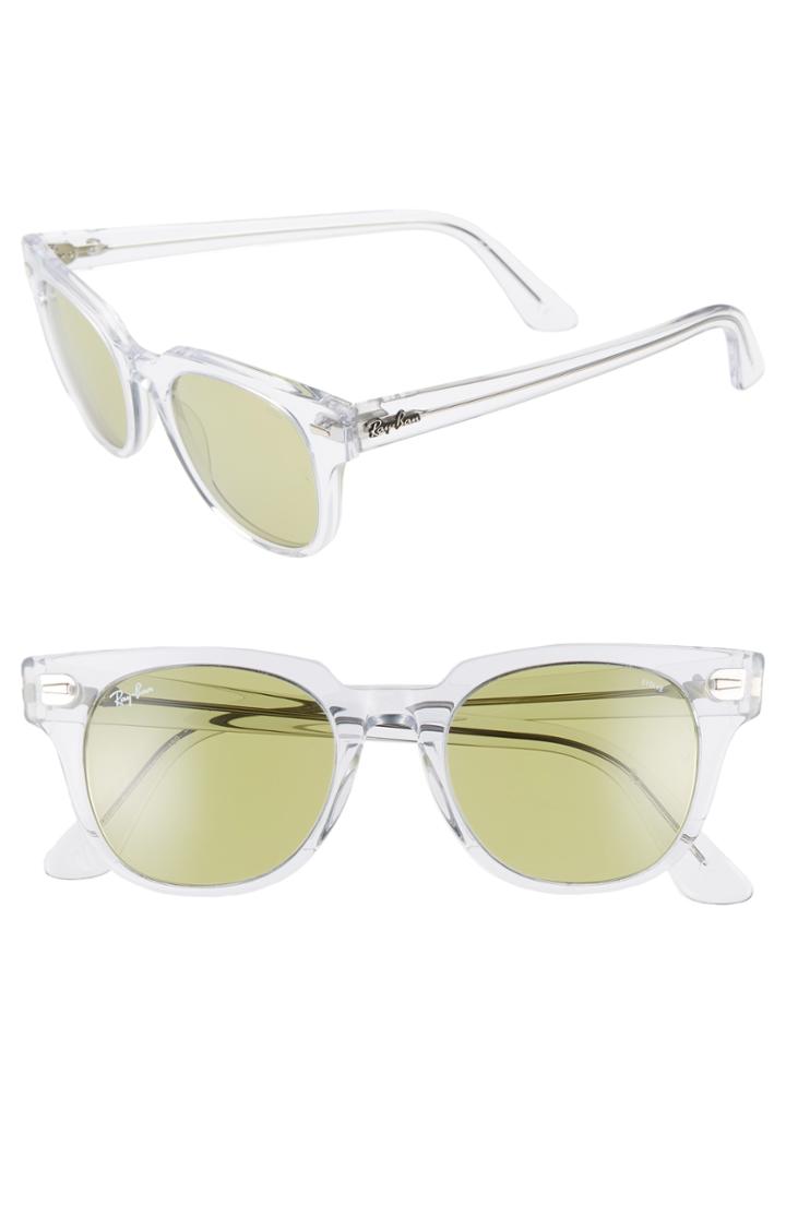 Women's Ray-ban Meteor 50mm Polarized Wayfarer Sunglasses - Crystal/ Green Solid