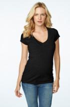 Women's Maternal America V-neck Maternity/nursing Tee - Black