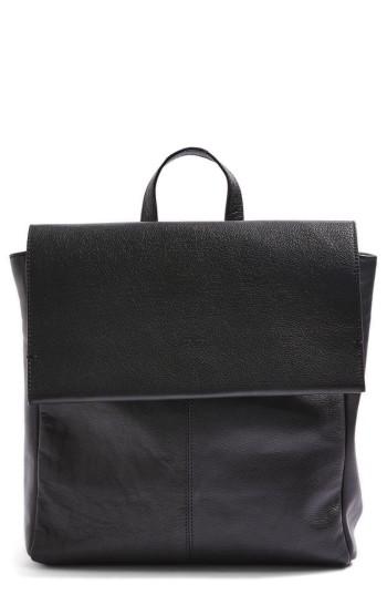 Topshop Calfskin Leather Backpack - Black