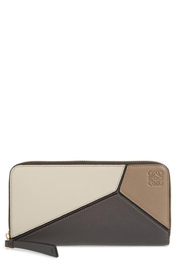 Women's Loewe Puzzle Leather Zip Around Wallet - Yellow